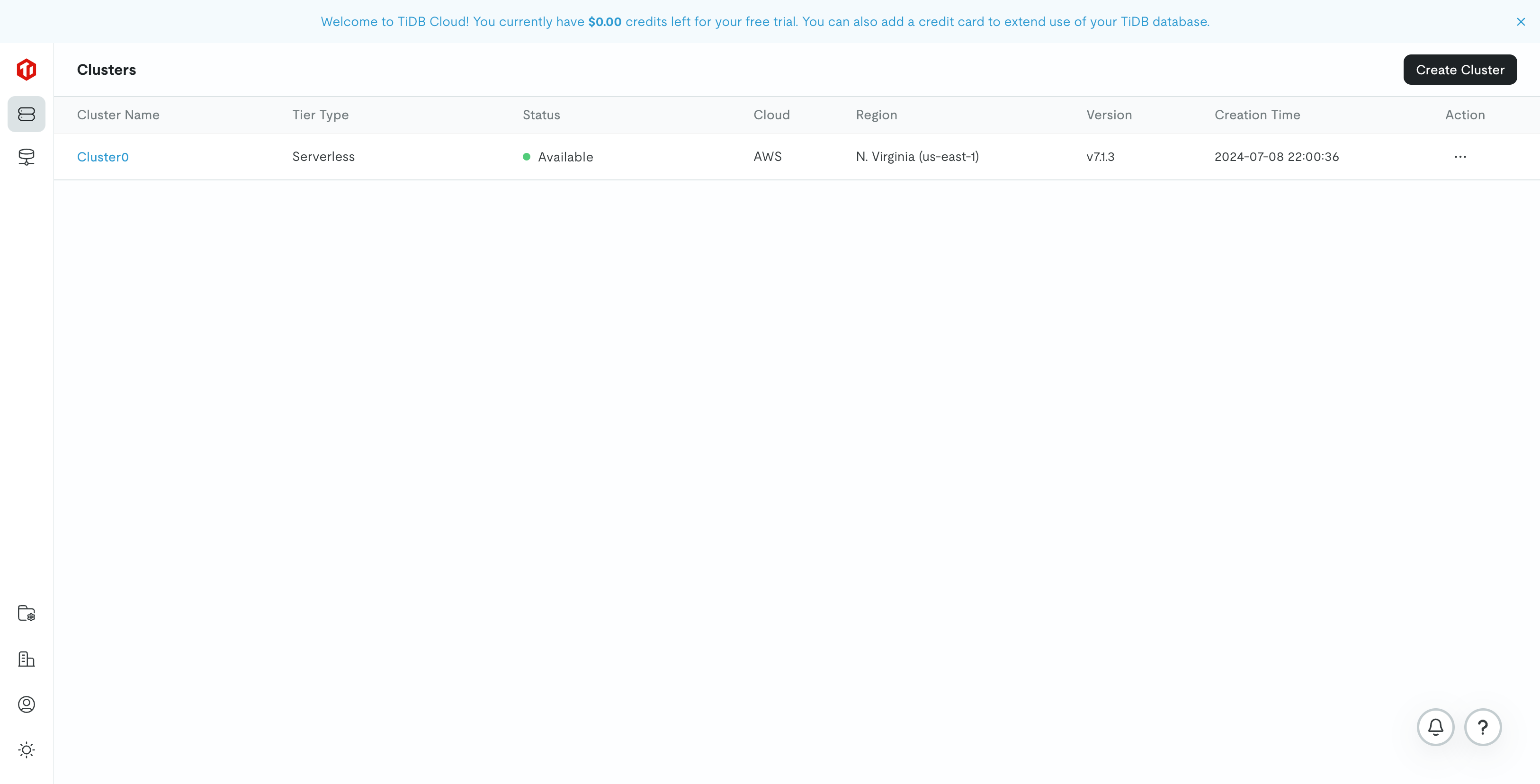 List clusters